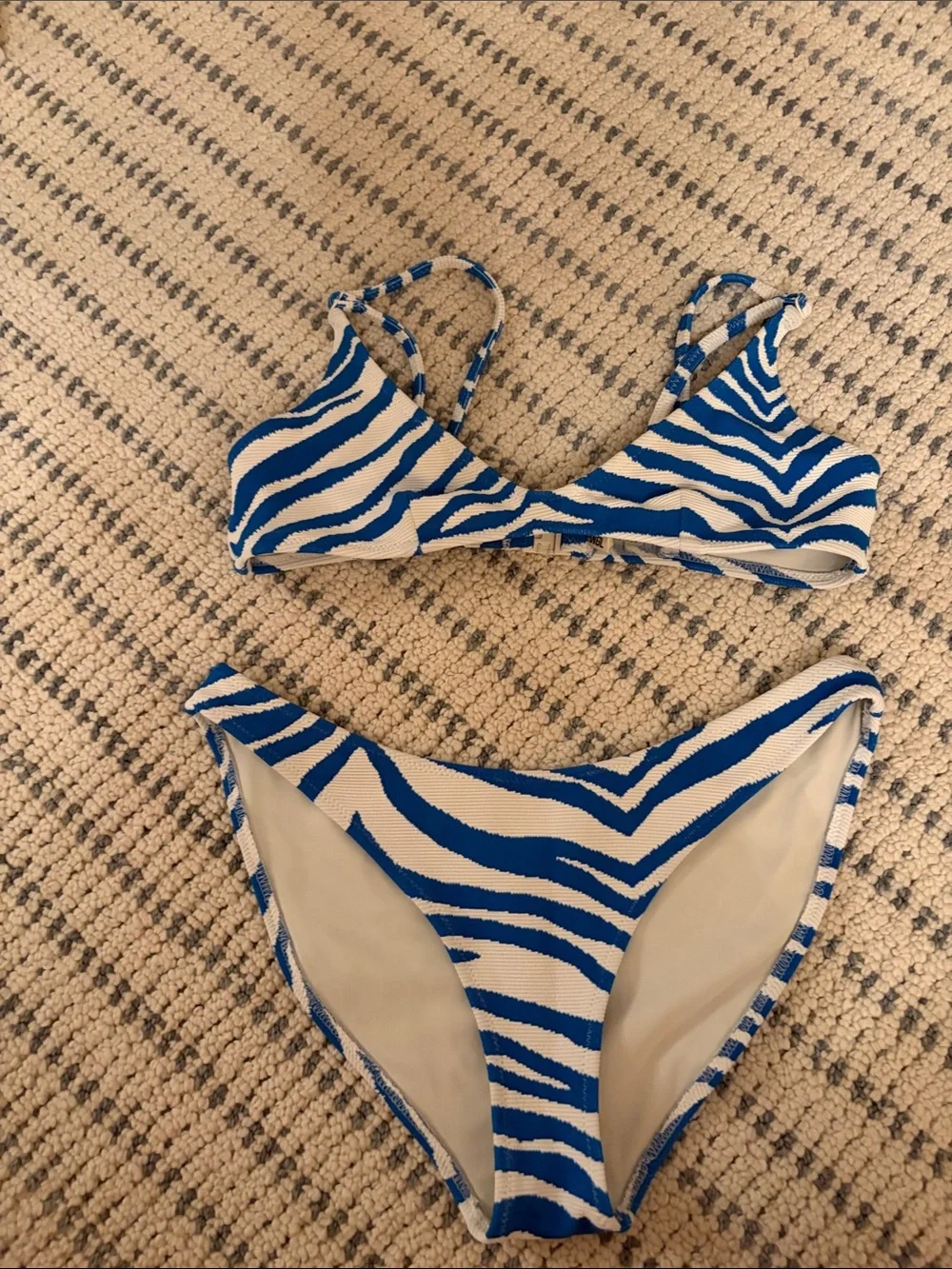 triangl swimwear Blue and White Zebra Print Bikini
